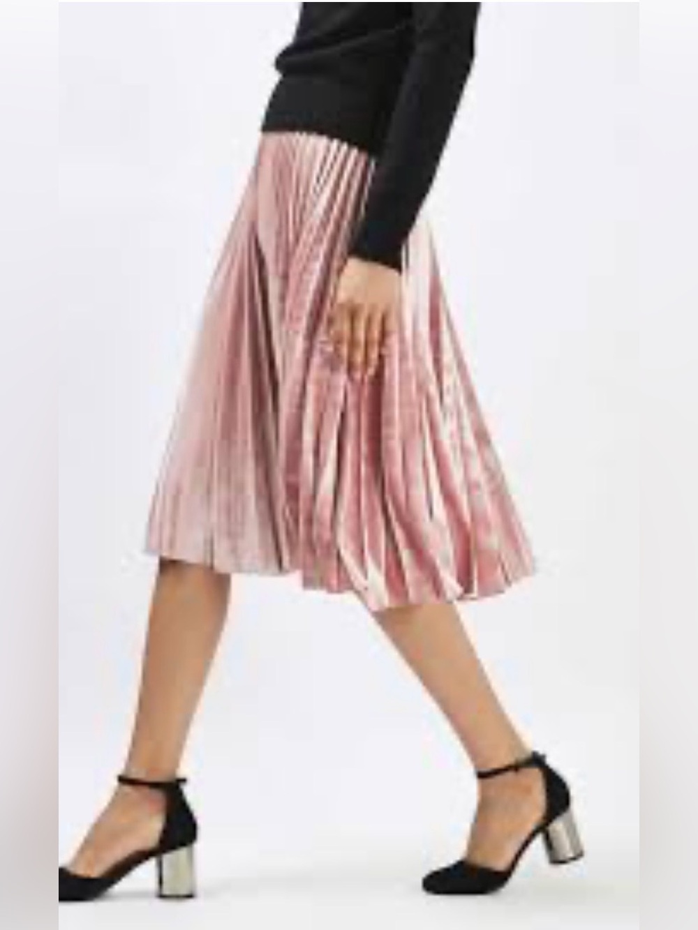 TOPSHOP jupe pink velvet midi skirt